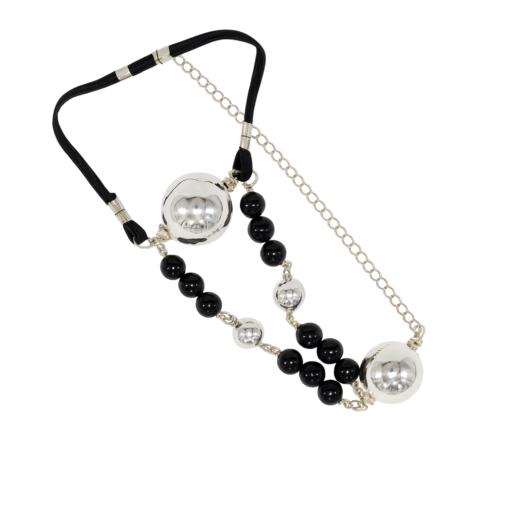 TheBig© – Sterling Silver Non-Piercing Penis Bracelet with Onyx Beads