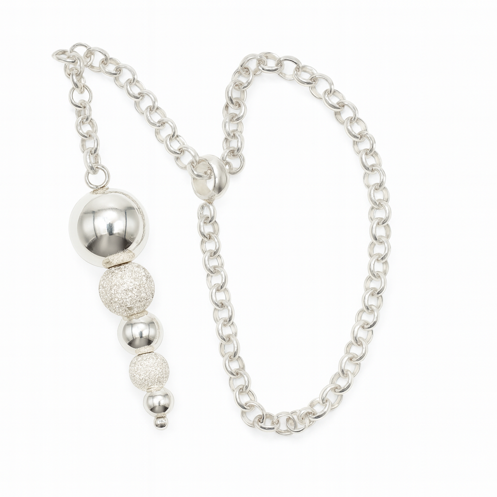 TheKinky2© – Sterling Silver Chain with Five Silver Balls | Handcrafted Adjustable Erotic Jewelry from Las Vegas