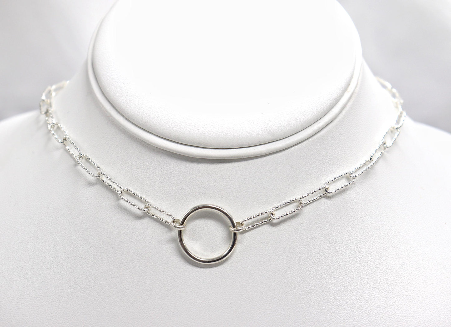 Day Collar SolidCollar Sterling Silver, Sub Day Collar, Silver O ring necklace, O ring Chocker, gift for her gift for sub bsdm 24/7 Wear gag