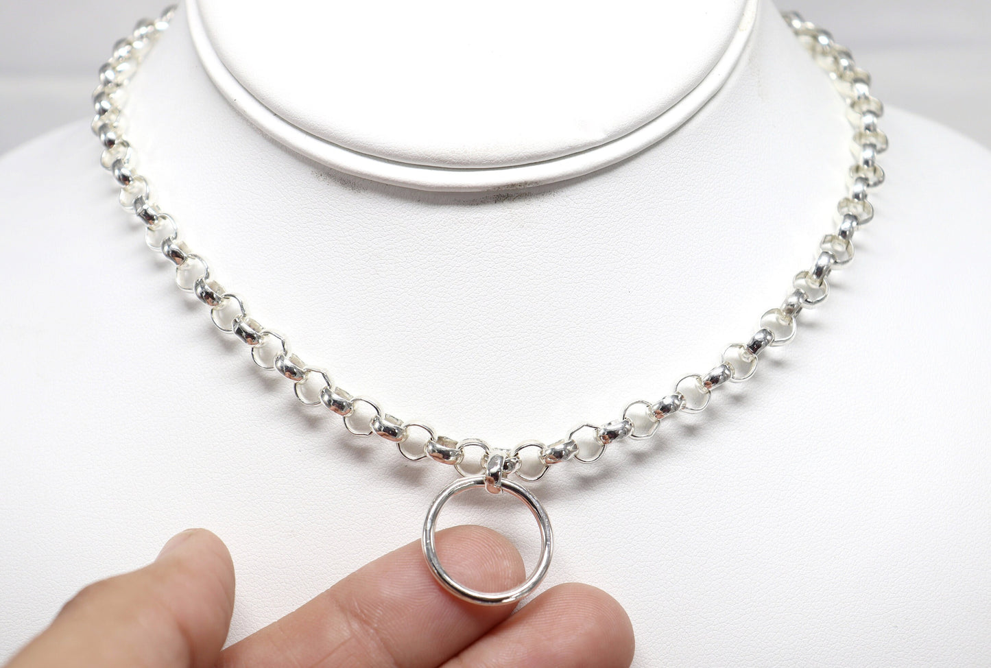 Day Collar TheOh © Sterling Silver, Sub Day Collar, Silver O ring necklace, O ring Chocker, gift for her gift for sub bsdm 24/7 Wear