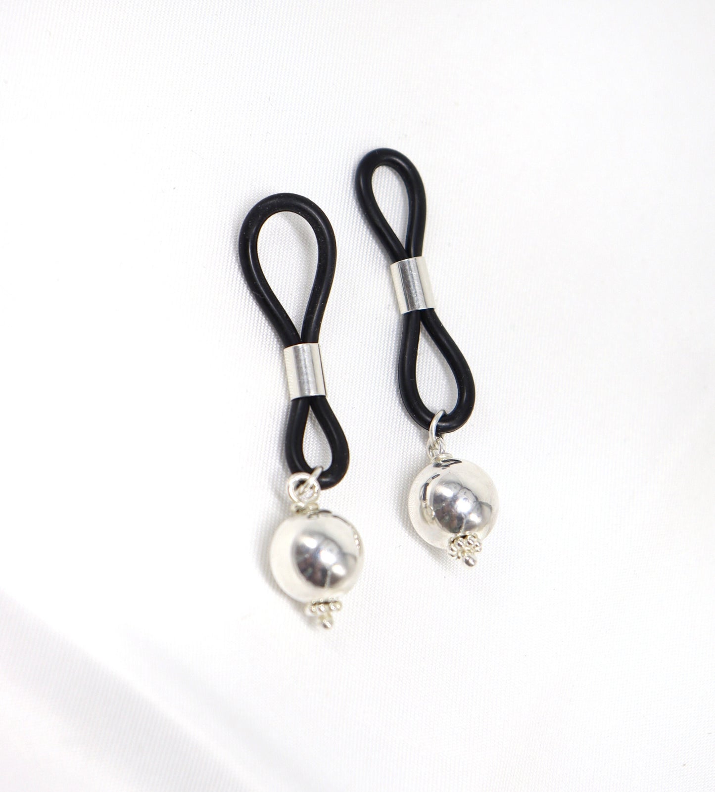 Non-Piercing Nipple Jewelry SilverNipz© with Silver Balls Sterling Silver, nipple jewelry, erotic jewelry nipple, erect nipples