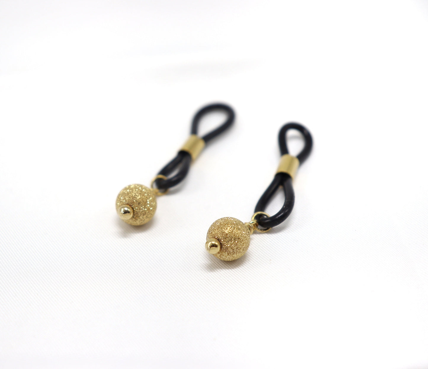 Non-Piercing Nipple Jewelry ShinyNipps© with Gold Balls Pendants in 14k Gold Fill, nipple jewelry, erotic jewelry nipple, erect nipples