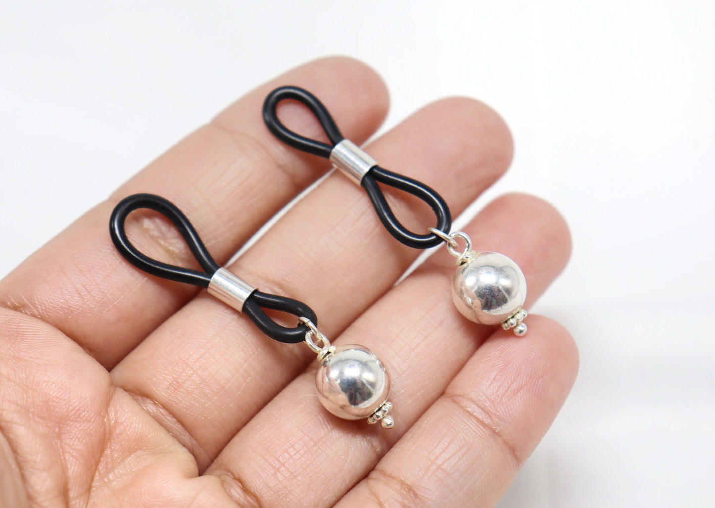 Non-Piercing Nipple Jewelry SilverNipz© with Silver Balls Sterling Silver, nipple jewelry, erotic jewelry nipple, erect nipples