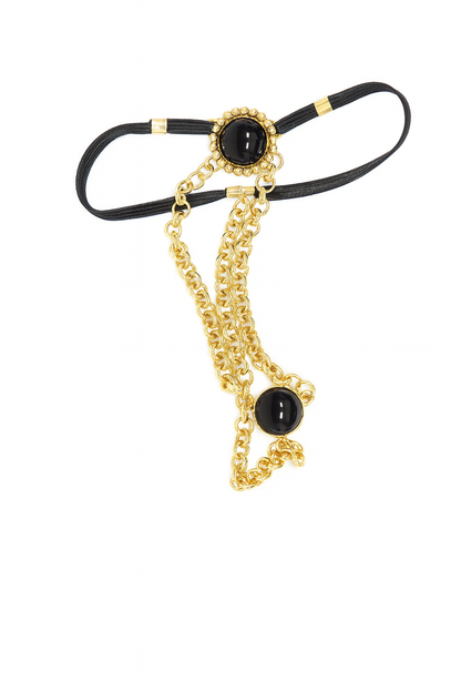 Huuge© – 14K Gold Fill Non-Piercing Penis Bracelet with Onyx Stones