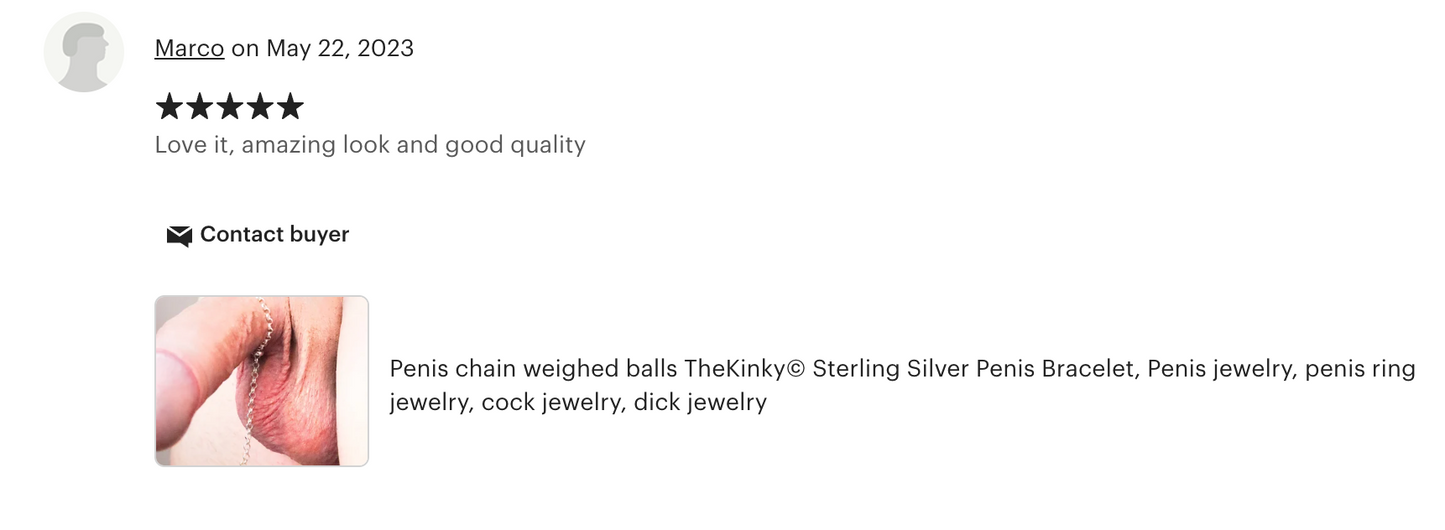 TheKinky2© – Sterling Silver Sculptural Penis Chain Bracelet with Five Polished Spheres