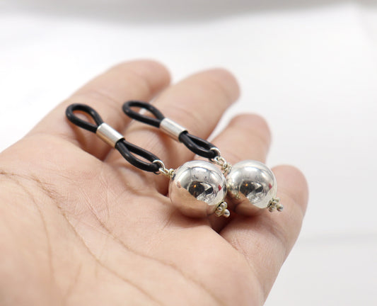 Non-Piercing Nipple Jewelry YummyNipz with Silver Balls Sterling Silver, nipple jewelry, erotic jewelry nipple, erect nipples