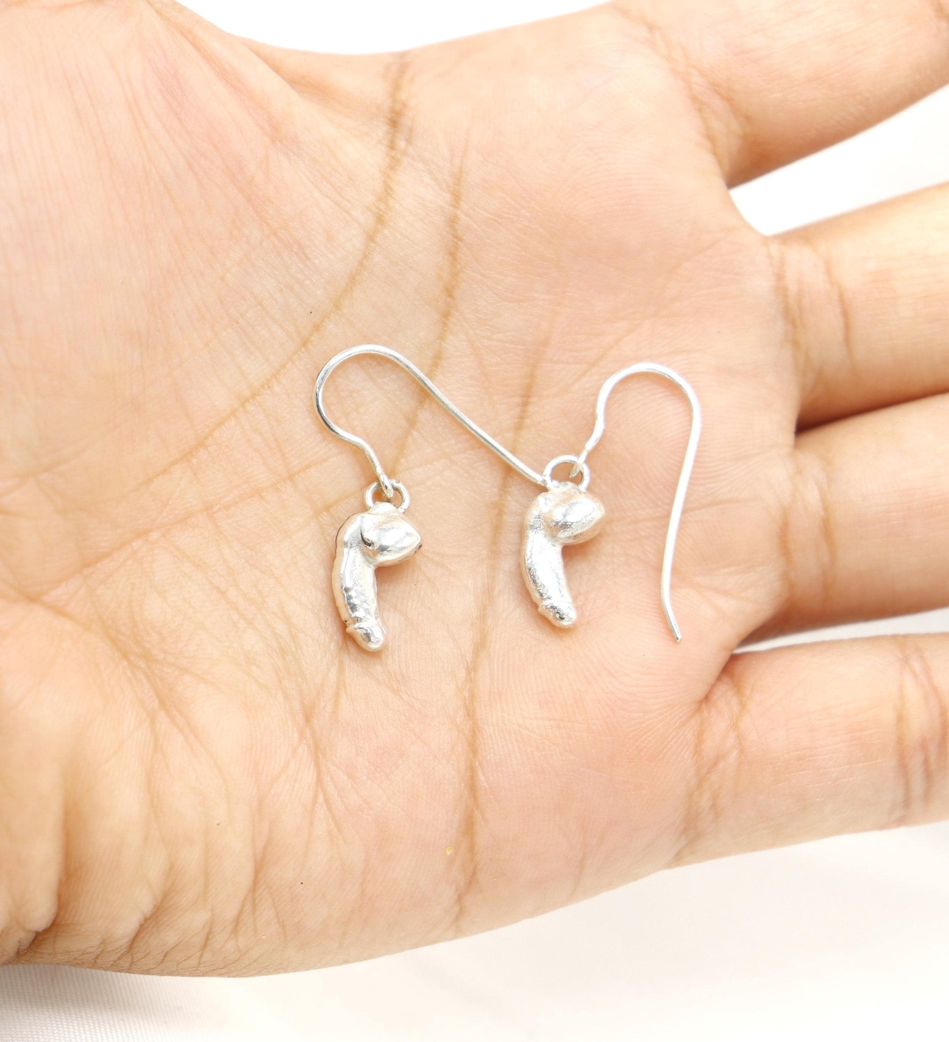 Penis pendant earrings TheD Sterling Silver, valentines day, phallus earrings, cock earrings, dick earrings Genitalia earrings, Gift For Men