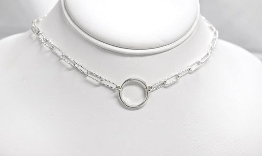 Day Collar SolidCollar Sterling Silver, Sub Day Collar, Silver O ring necklace, O ring Chocker, gift for her gift for sub bsdm 24/7 Wear gag