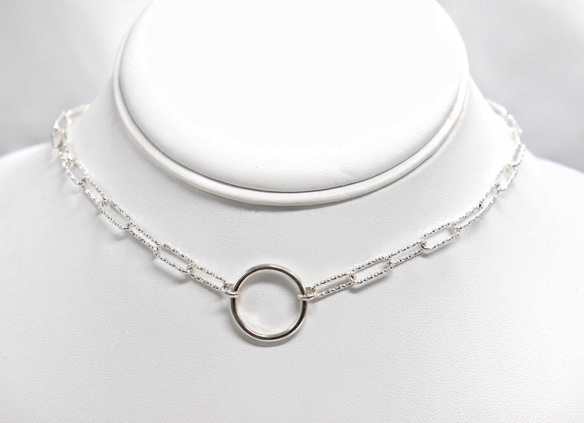 Day Collar SolidCollar Sterling Silver, Sub Day Collar, Silver O ring necklace, O ring Chocker, gift for her gift for sub bsdm 24/7 Wear gag