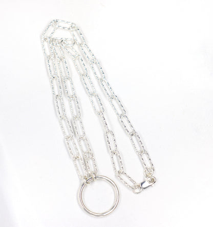 Day Collar SolidCollar Sterling Silver, Sub Day Collar, Silver O ring necklace, O ring Chocker, gift for her gift for sub bsdm 24/7 Wear gag