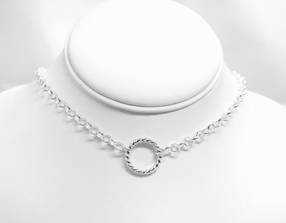 Day Collar HeavyOh Sterling Silver, Sub Day Collar, Silver O ring necklace, O ring Chocker, gift for her gift for sub bsdm 24/7 Wear gag