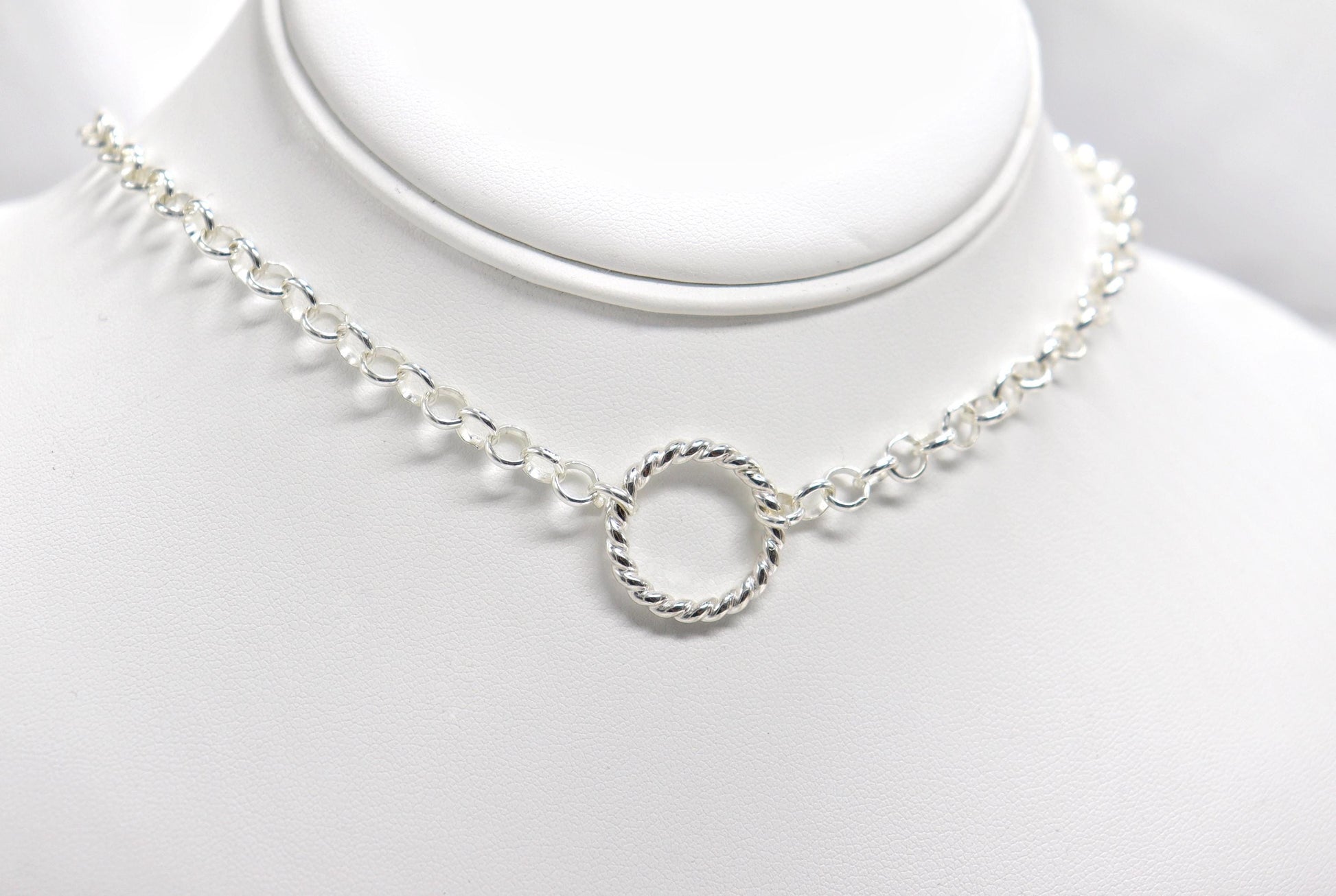 Day Collar HeavyOh Sterling Silver, Sub Day Collar, Silver O ring necklace, O ring Chocker, gift for her gift for sub bsdm 24/7 Wear gag