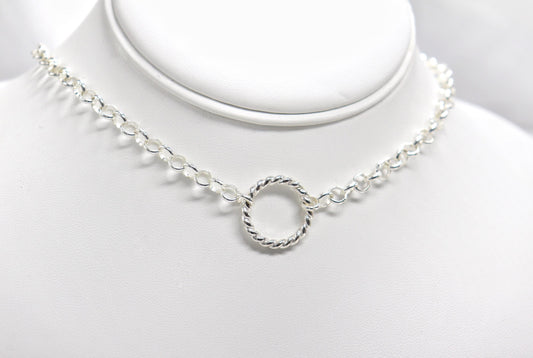 Day Collar HeavyOh Sterling Silver, Sub Day Collar, Silver O ring necklace, O ring Chocker, gift for her gift for sub bsdm 24/7 Wear gag