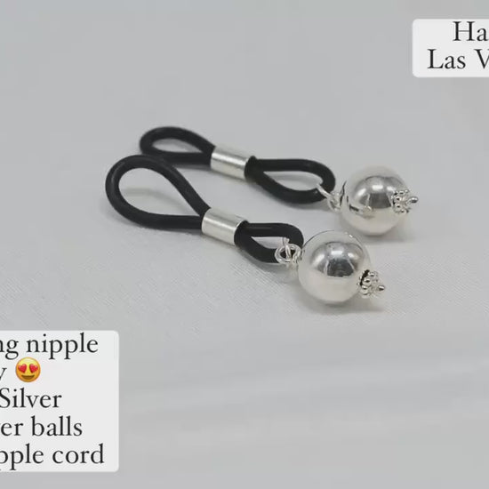Non-Piercing Nipple Jewelry SilverNipz©  with Silver Balls Sterling Silver, nipple jewelry, erotic jewelry nipple, erect nipples