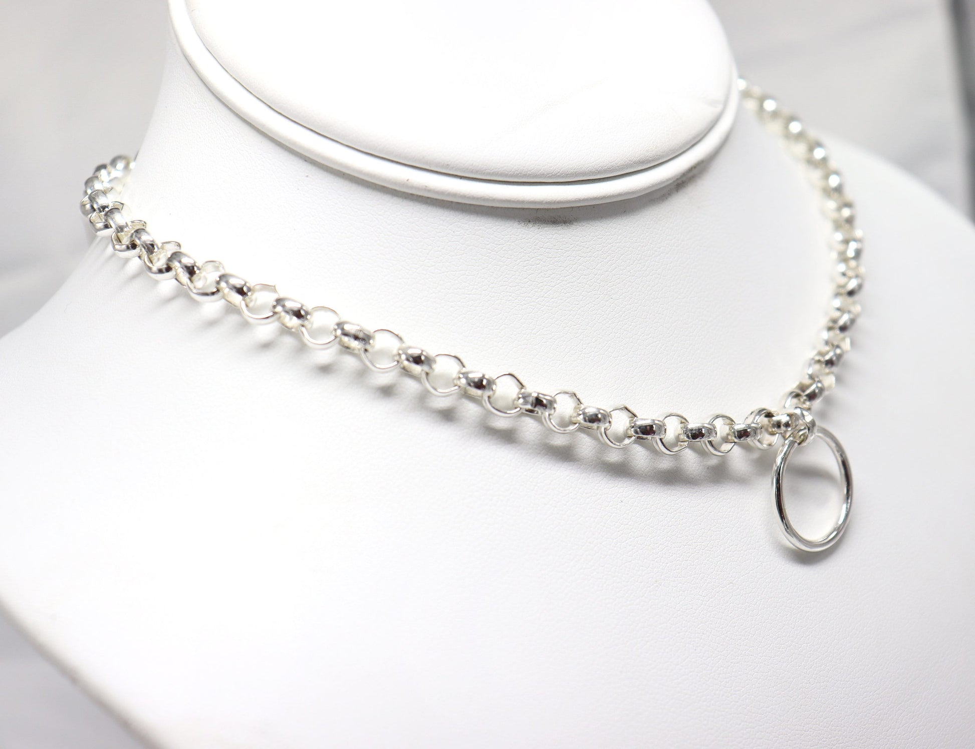 Day Collar TheOh © Sterling Silver, Sub Day Collar, Silver O ring necklace, O ring Chocker, gift for her gift for sub bsdm 24/7 Wear