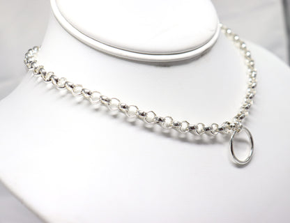 Day Collar TheOh © Sterling Silver, Sub Day Collar, Silver O ring necklace, O ring Chocker, gift for her gift for sub bsdm 24/7 Wear