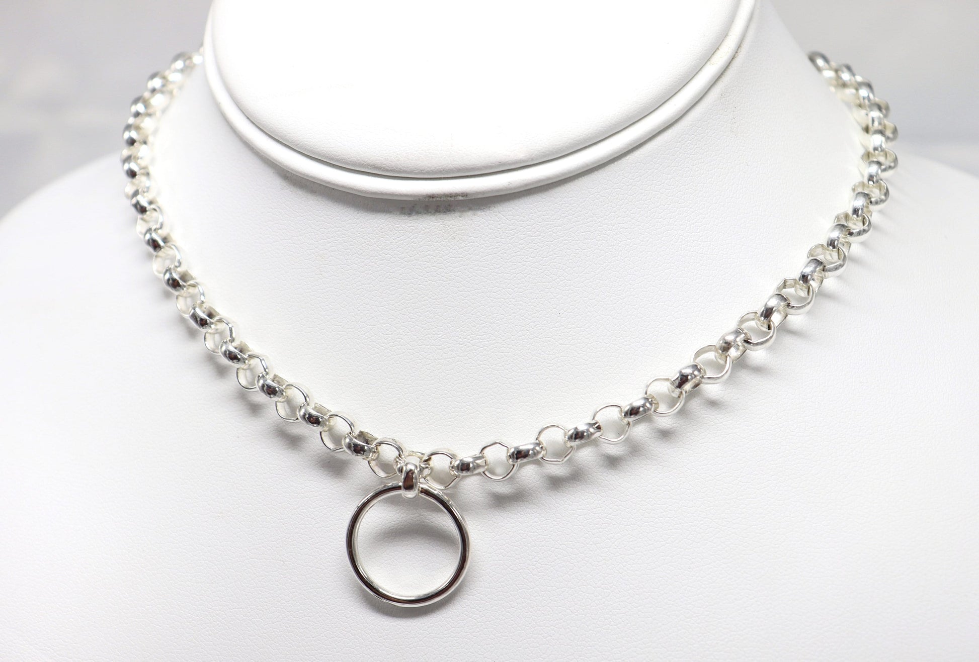 Day Collar TheOh © Sterling Silver, Sub Day Collar, Silver O ring necklace, O ring Chocker, gift for her gift for sub bsdm 24/7 Wear