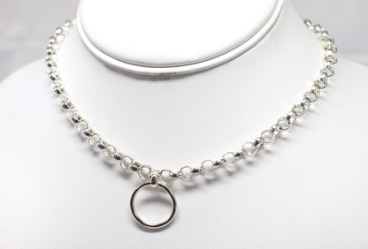 Day Collar TheOh © Sterling Silver, Sub Day Collar, Silver O ring necklace, O ring Chocker, gift for her gift for sub bsdm 24/7 Wear