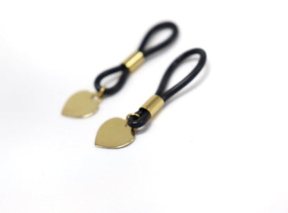 Non-Piercing Nipple Jewelry with heart Pendant in Gold Fill, nipple jewelry, erotic jewelry nipple, erect nipples, sexy jewelry