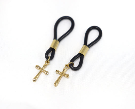 Non-Piercing Nipple Jewelry CrossNips© with heart Pendant in 14k Gold Fill, nipple jewelry, erotic jewelry nipple, erect nipples