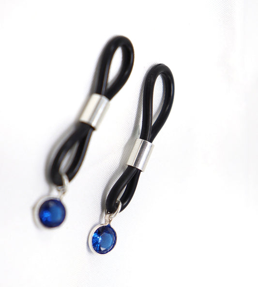 Non-Piercing Nipple Jewelry BlueNip© with Blue CZ in Sterling Silver, nipple jewelry, erotic jewelry nipple, erect nipples, sexy jewelry