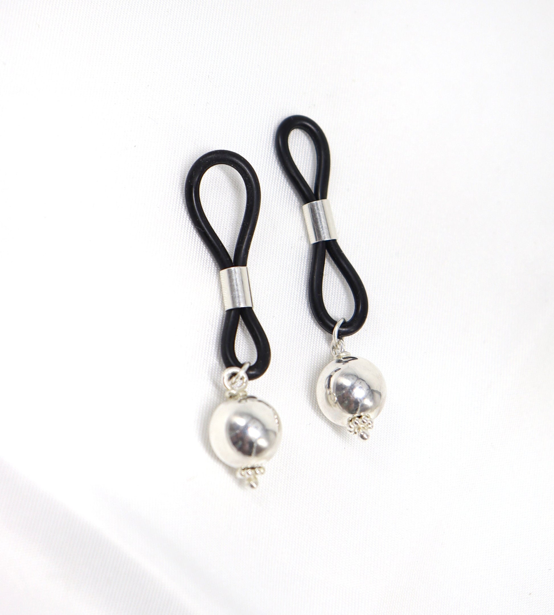 Non-Piercing Nipple Jewelry SilverNipz© with Silver Balls Sterling Silver, nipple jewelry, erotic jewelry nipple, erect nipples